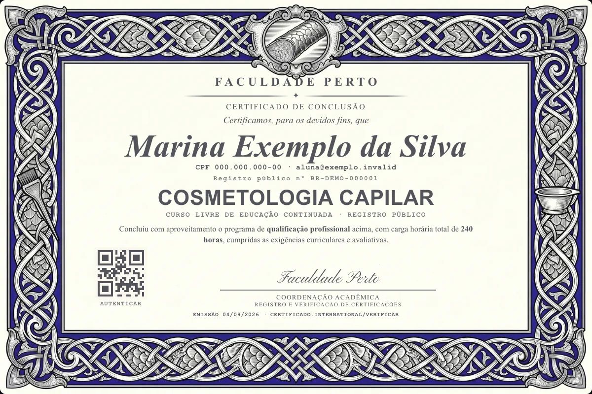 Certificado de Cosmetologia Capilar