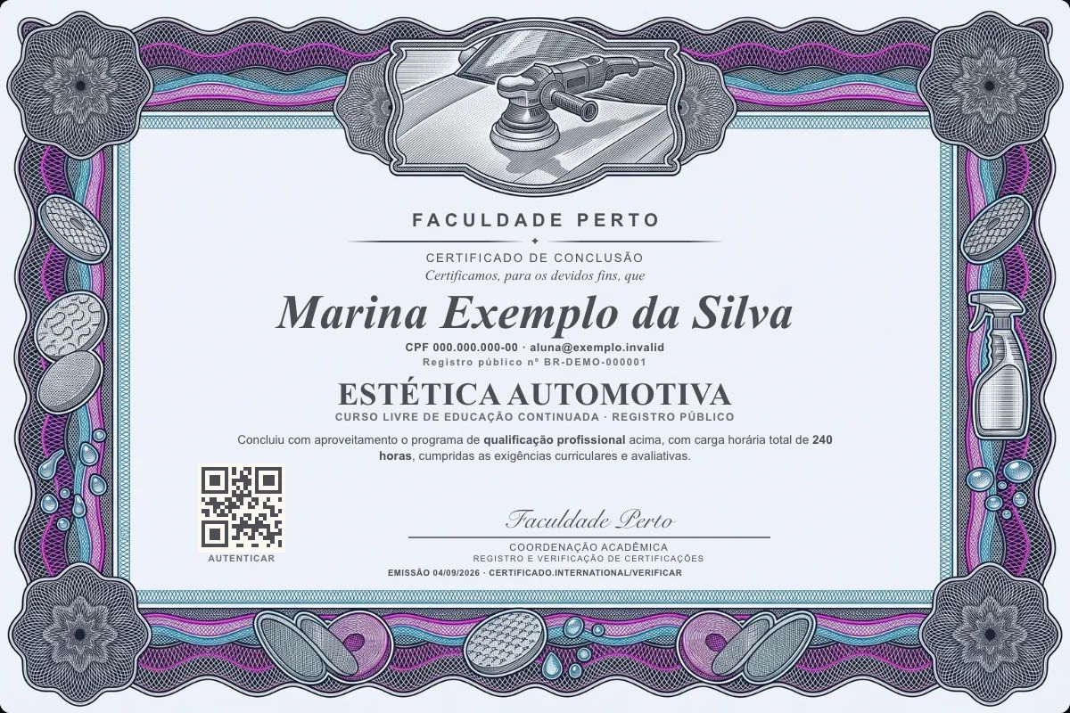 Certificado de Estética Automotiva