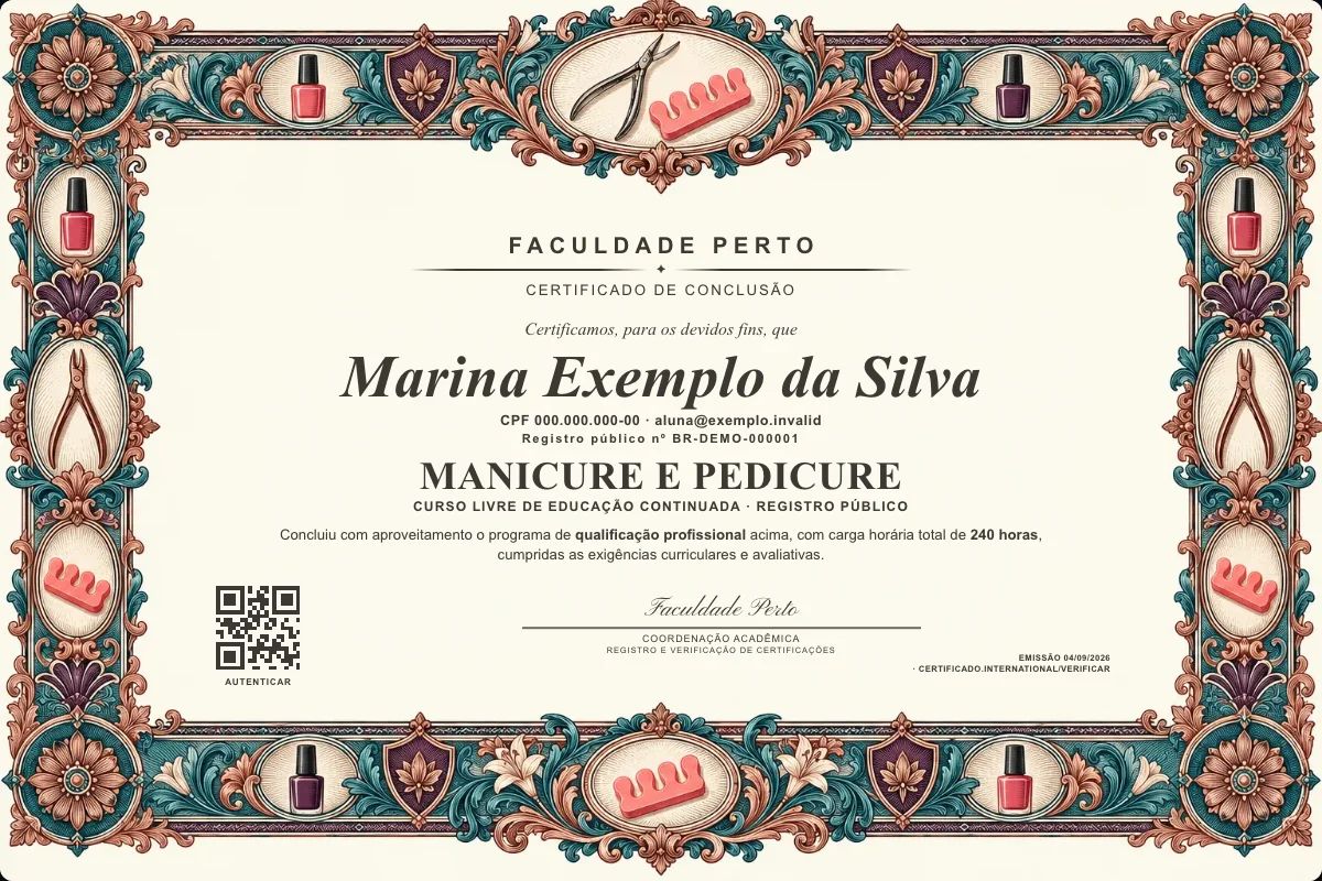Certificado de Manicure e Pedicure