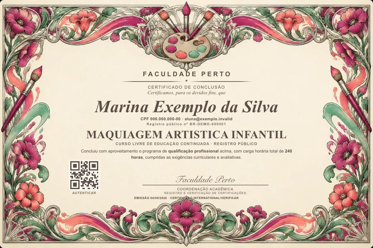 Certificado de Maquiagem Artistica Infantil