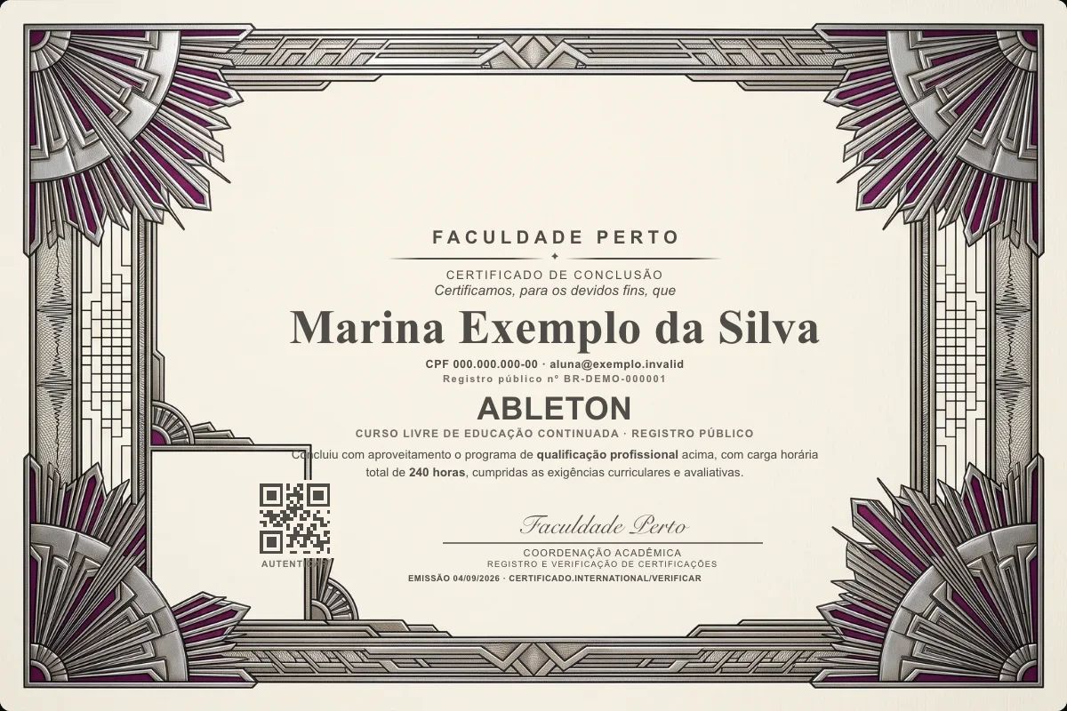 Certificado de Ableton