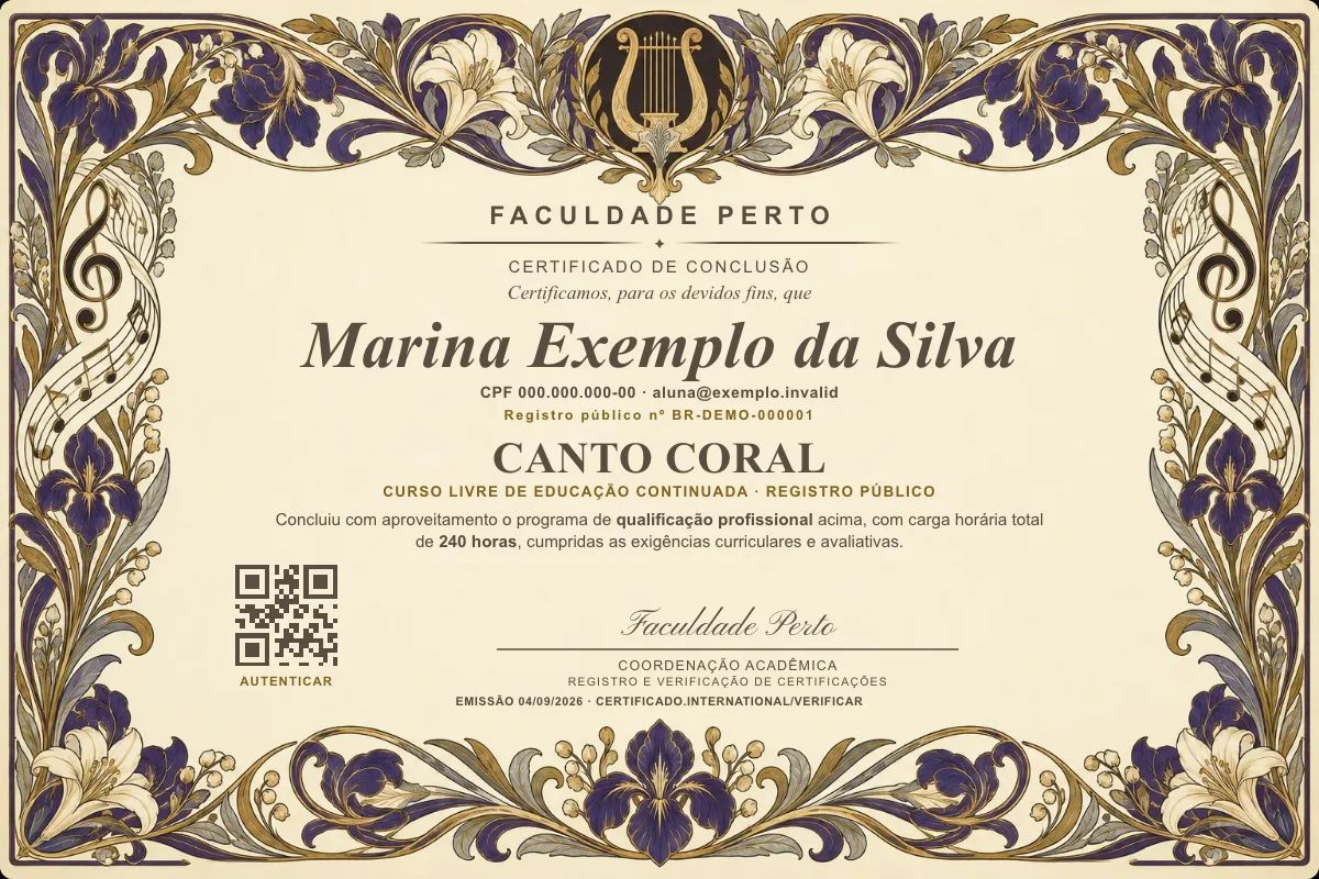 Certificado de Canto Coral