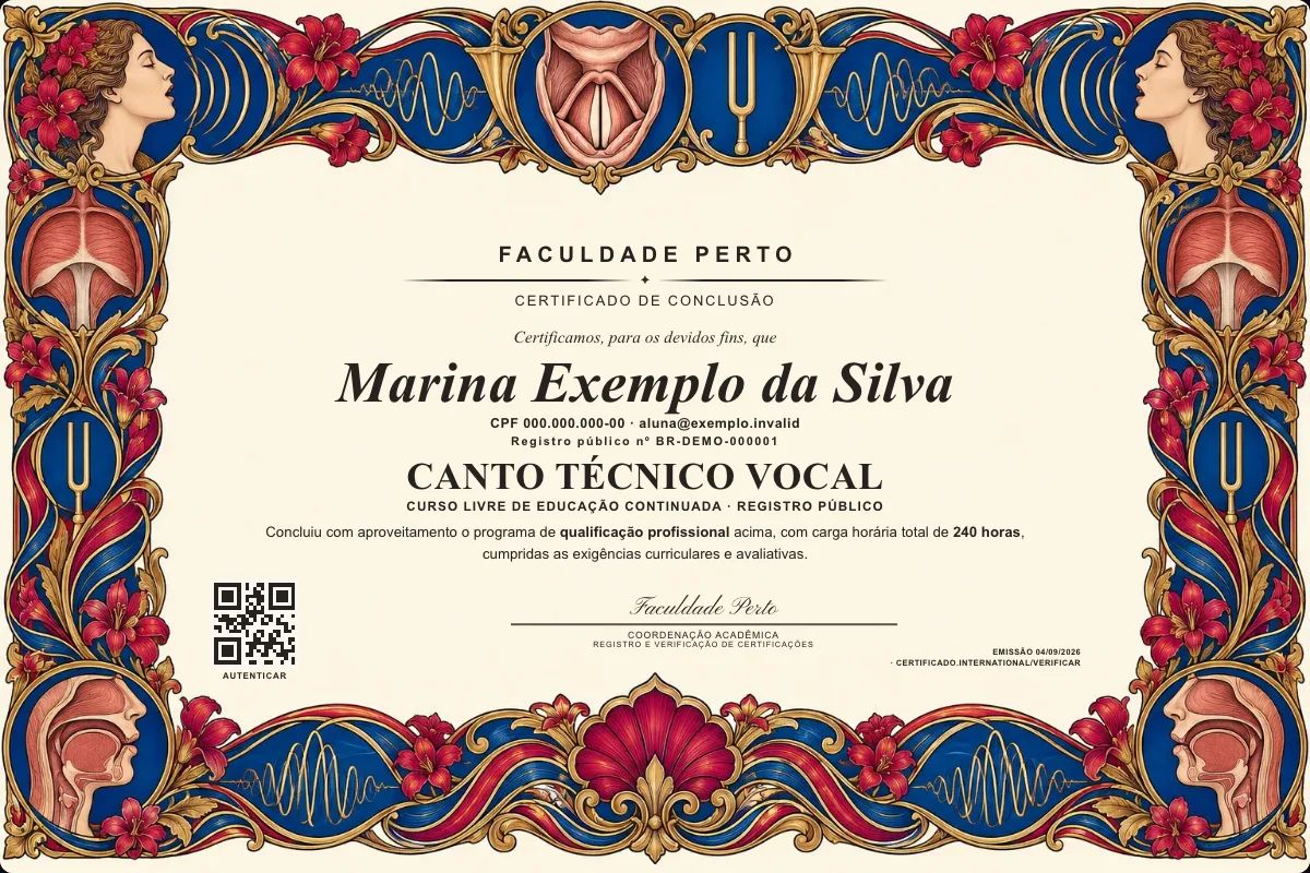 Certificado de Canto Técnico Vocal