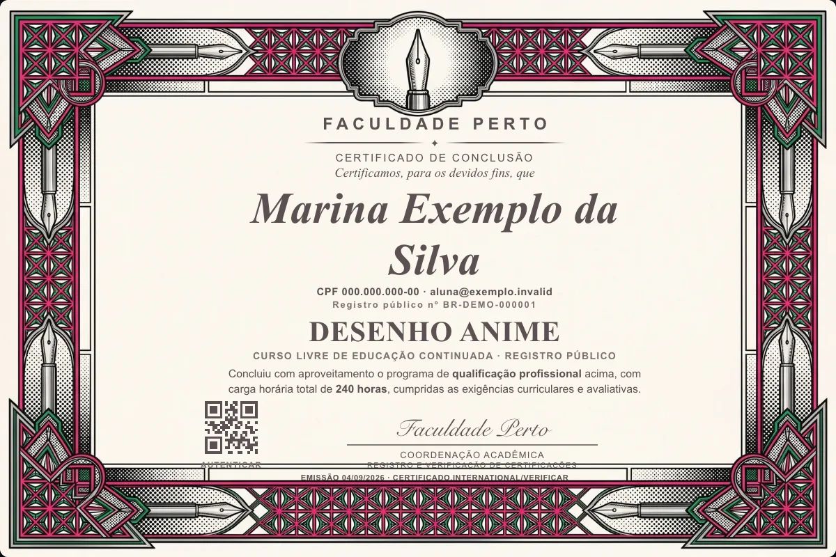 Certificado de Desenho Anime