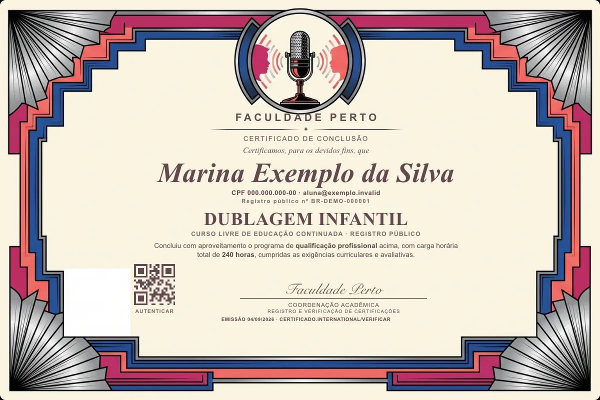 Certificado de Dublagem Infantil