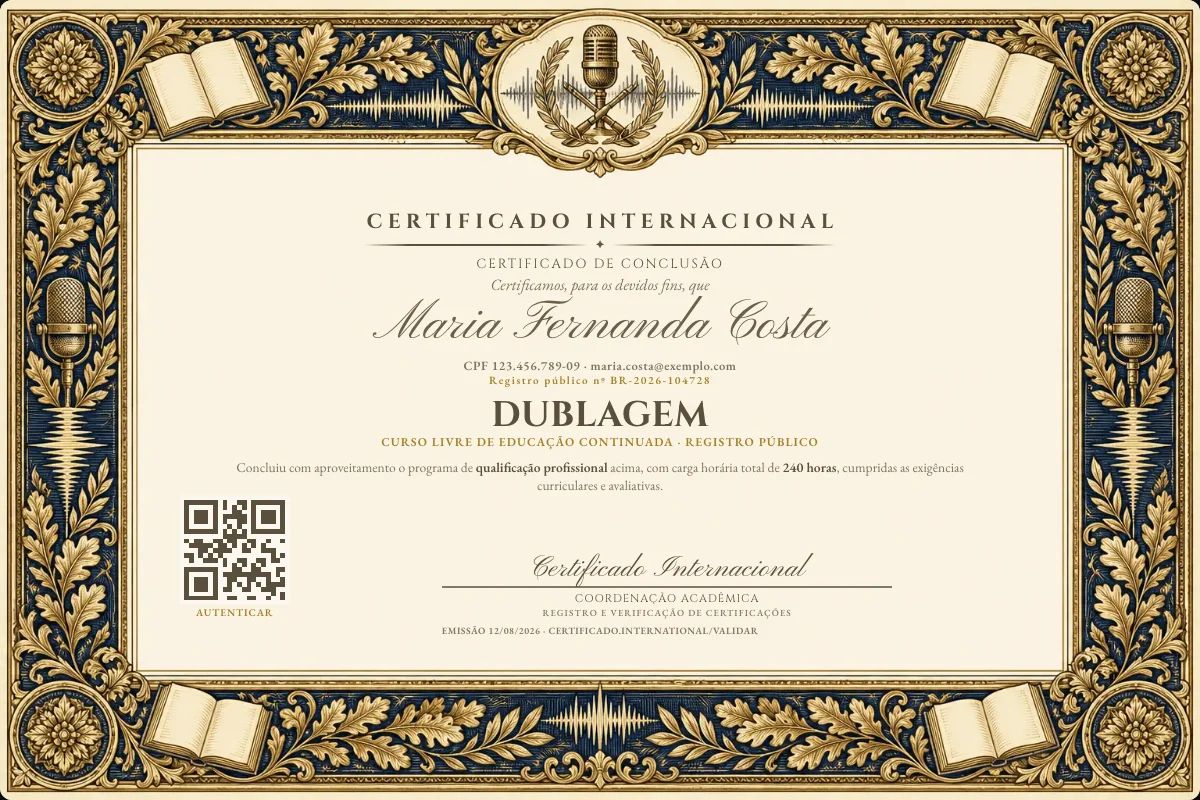 Certificado de Dublagem