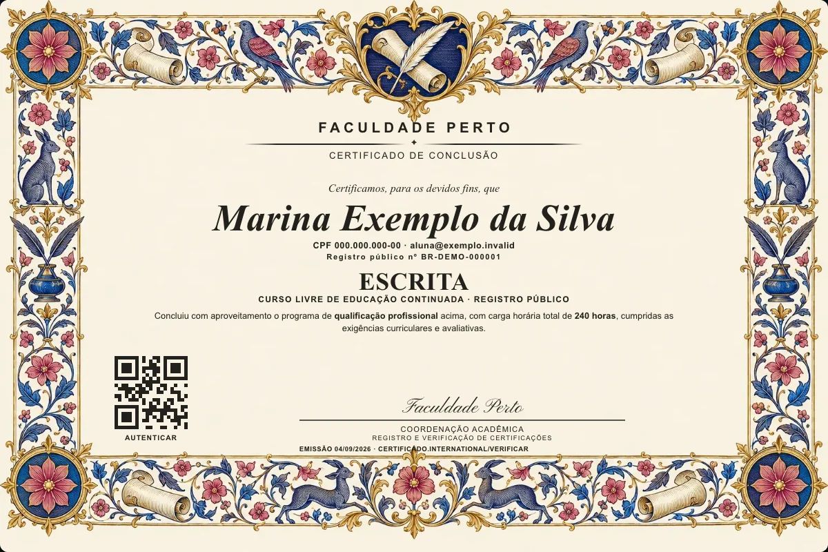 Certificado de Escrita
