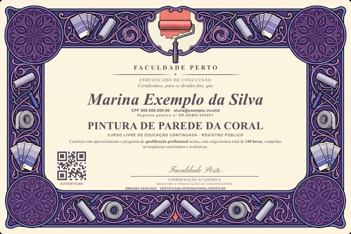 Certificado de Pintura de Parede da Coral