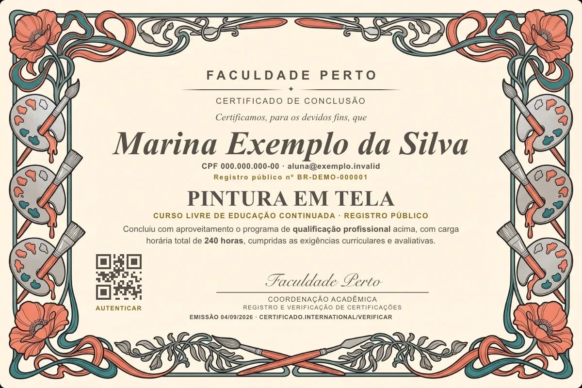 Certificado de Pintura em Tela