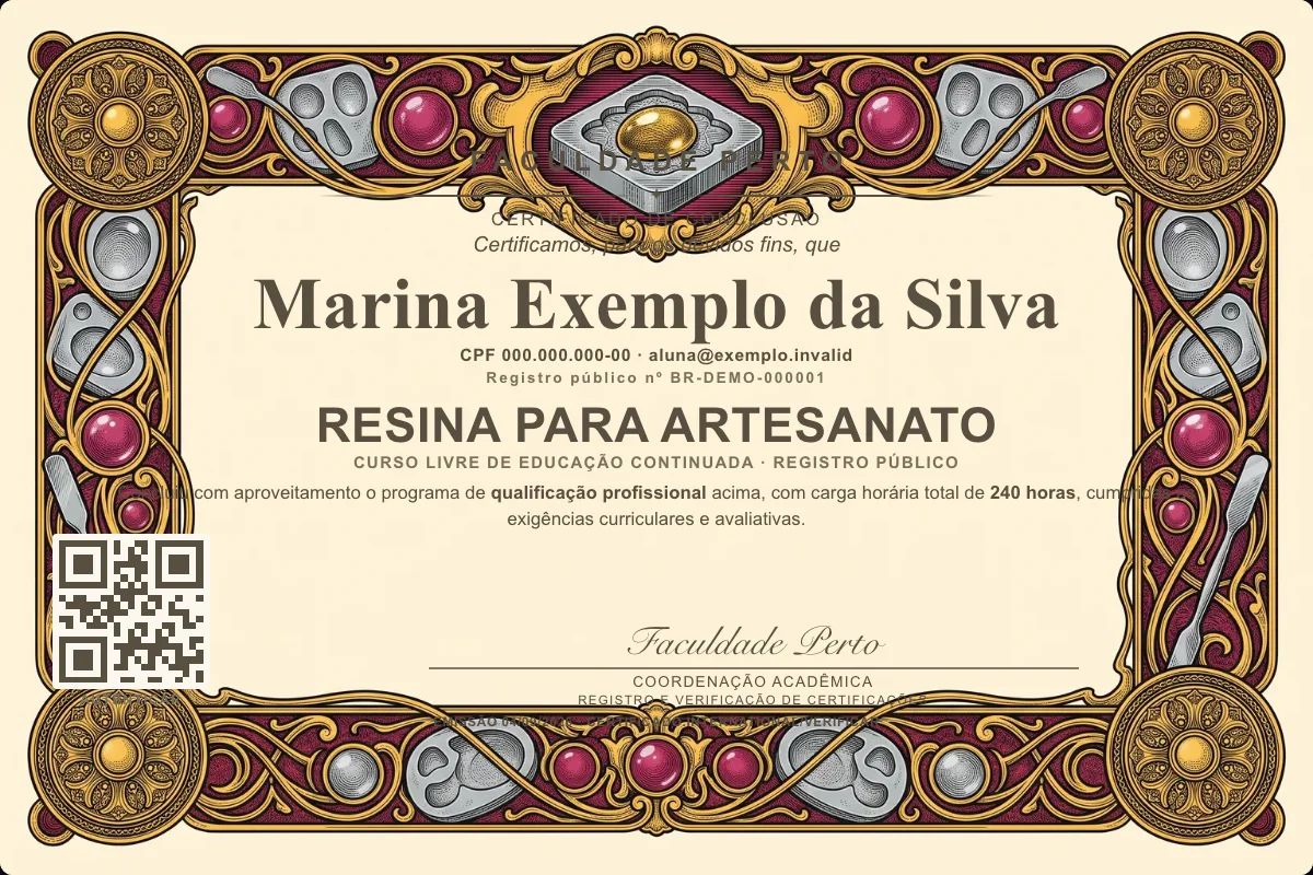 Certificado de Resina para Artesanato