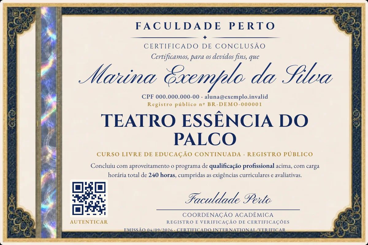 Certificado de Teatro Essência do Palco