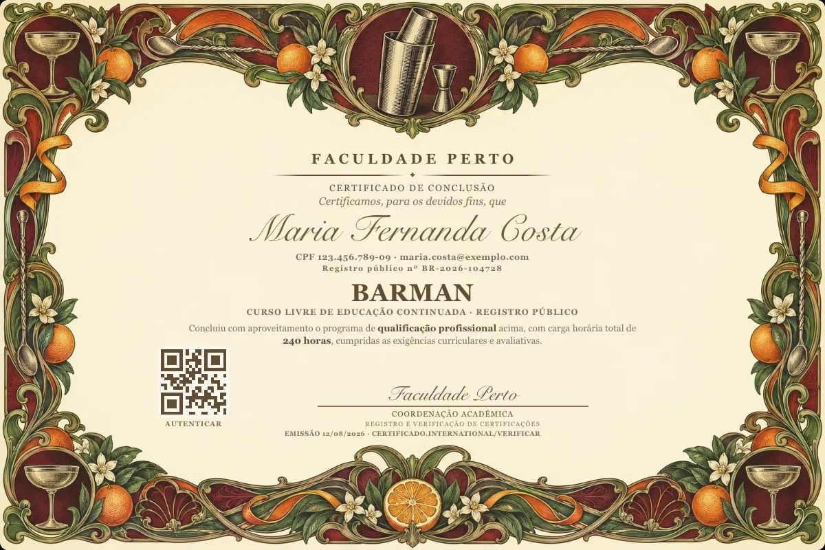 Certificado de Barman