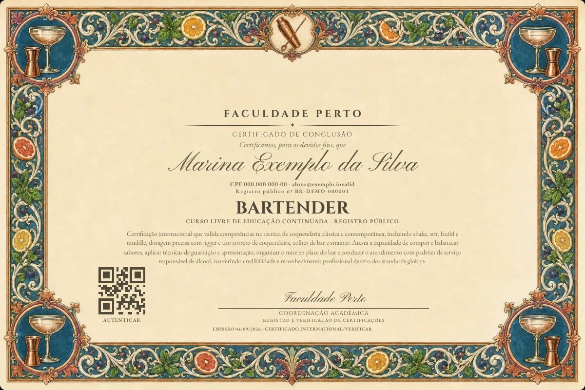 Certificado de Bartender