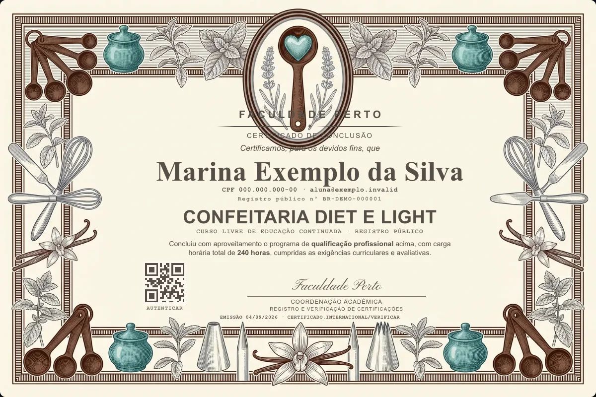 Certificado de Confeitaria Diet e Light