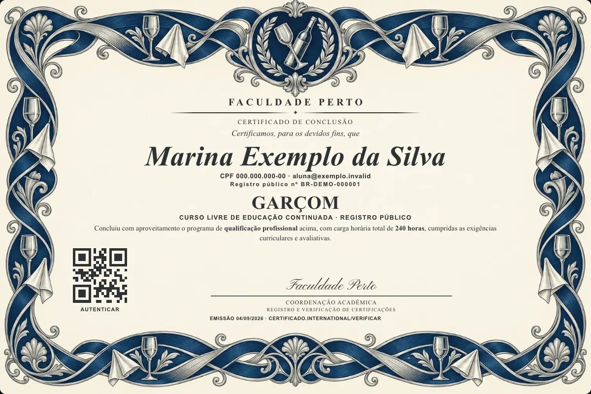 Certificado de Garçom