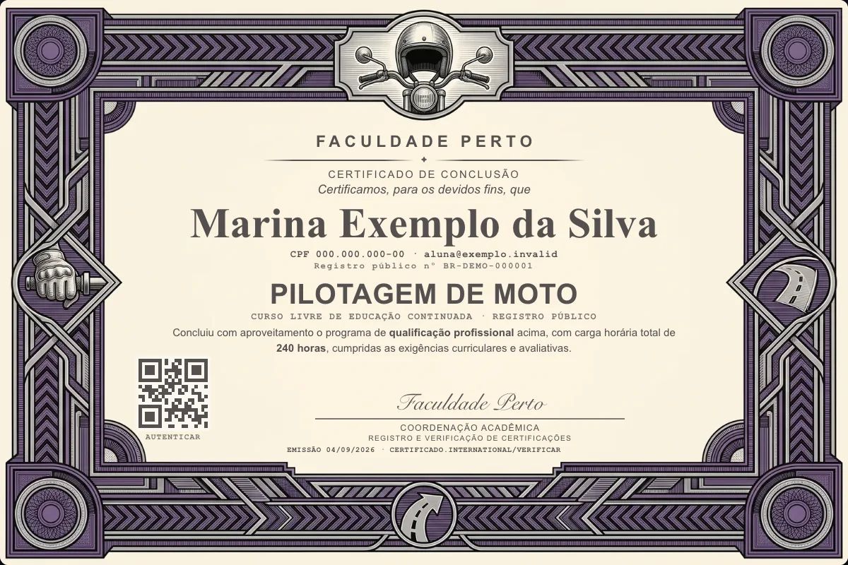 Certificado de Pilotagem de Moto