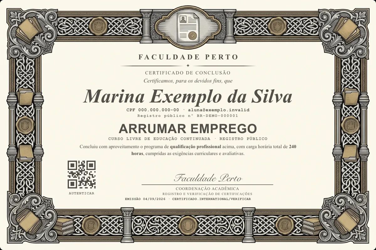 Certificado de Arrumar Emprego