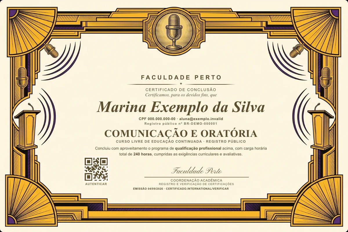 Certificado de Comunicação e Oratória