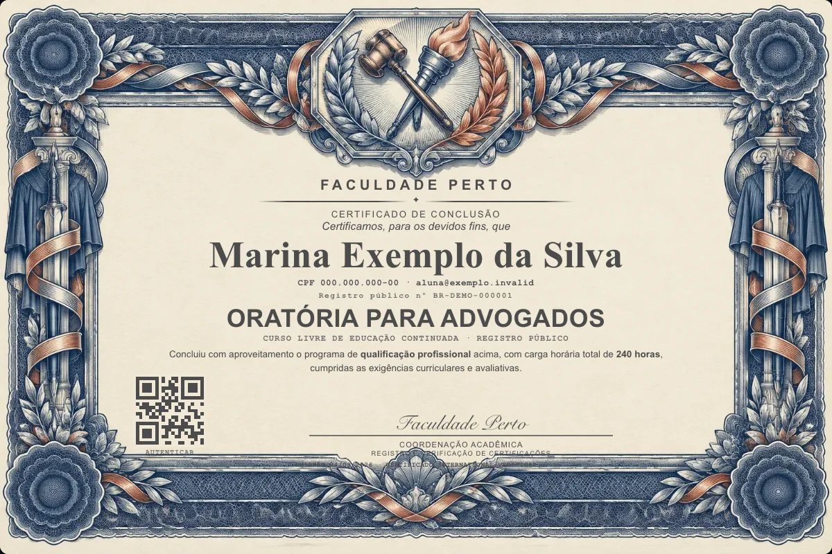 Certificado de Oratória para Advogados