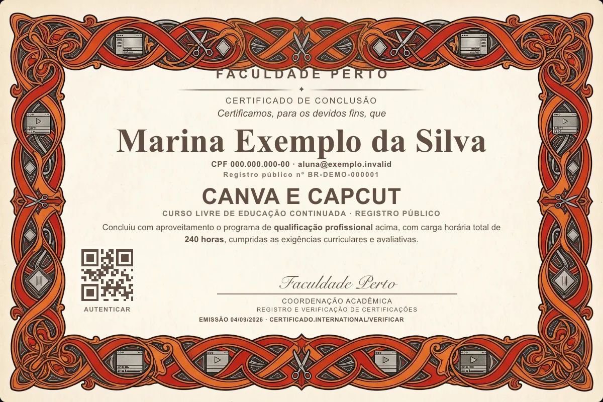 Certificado de Canva e Capcut