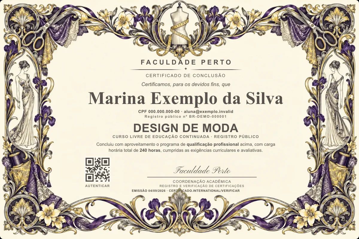 Certificado de Design de Moda