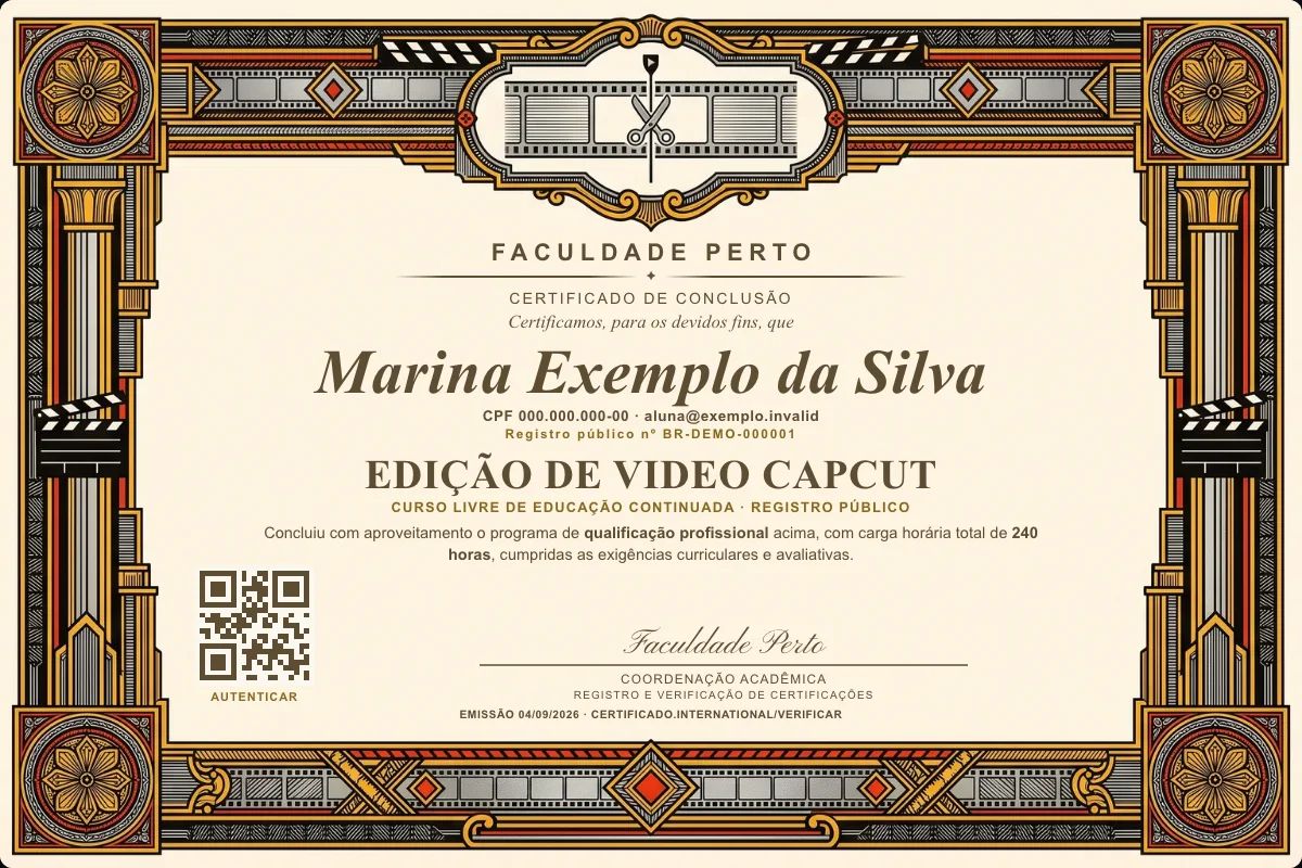 Certificado de Edição de Video Capcut