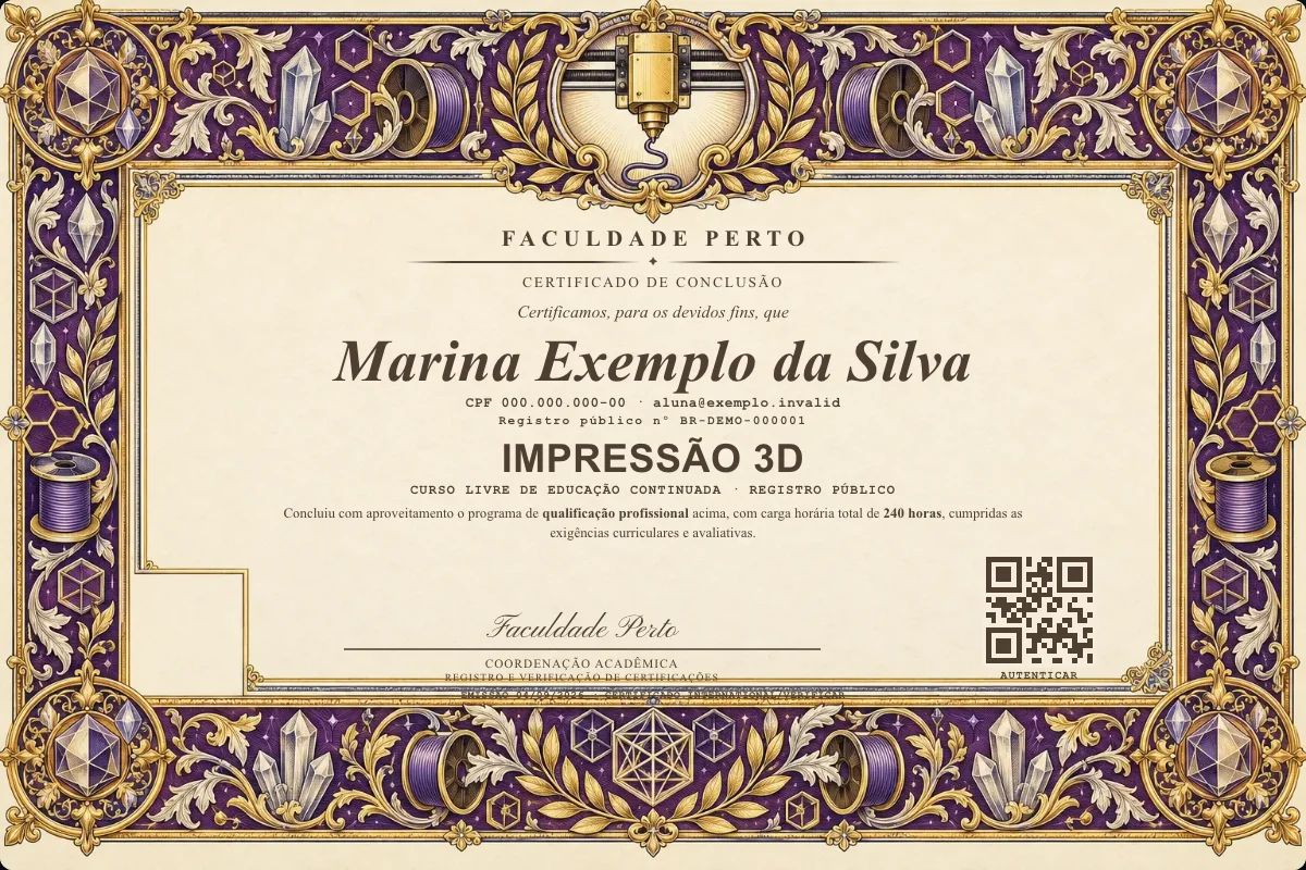 Certificado de Impressão 3D