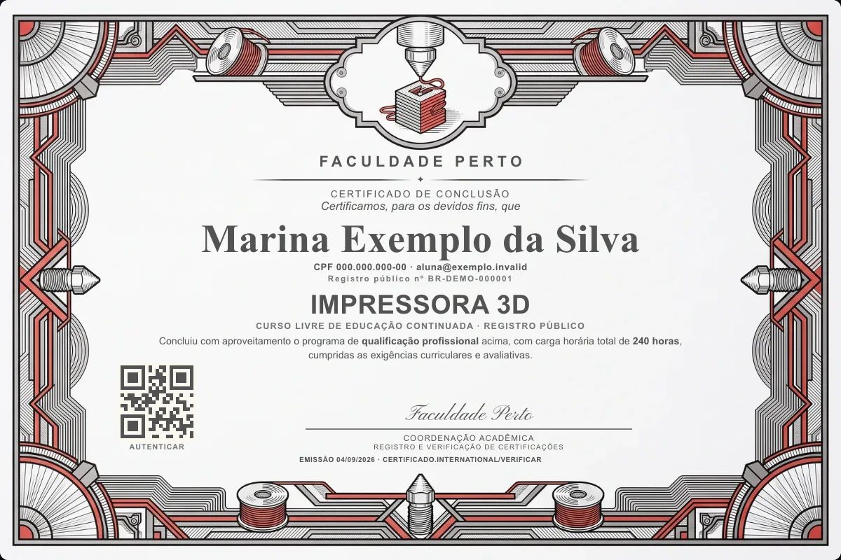 Certificado de Impressora 3D