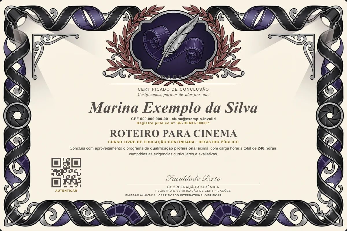 Certificado de Roteiro para Cinema