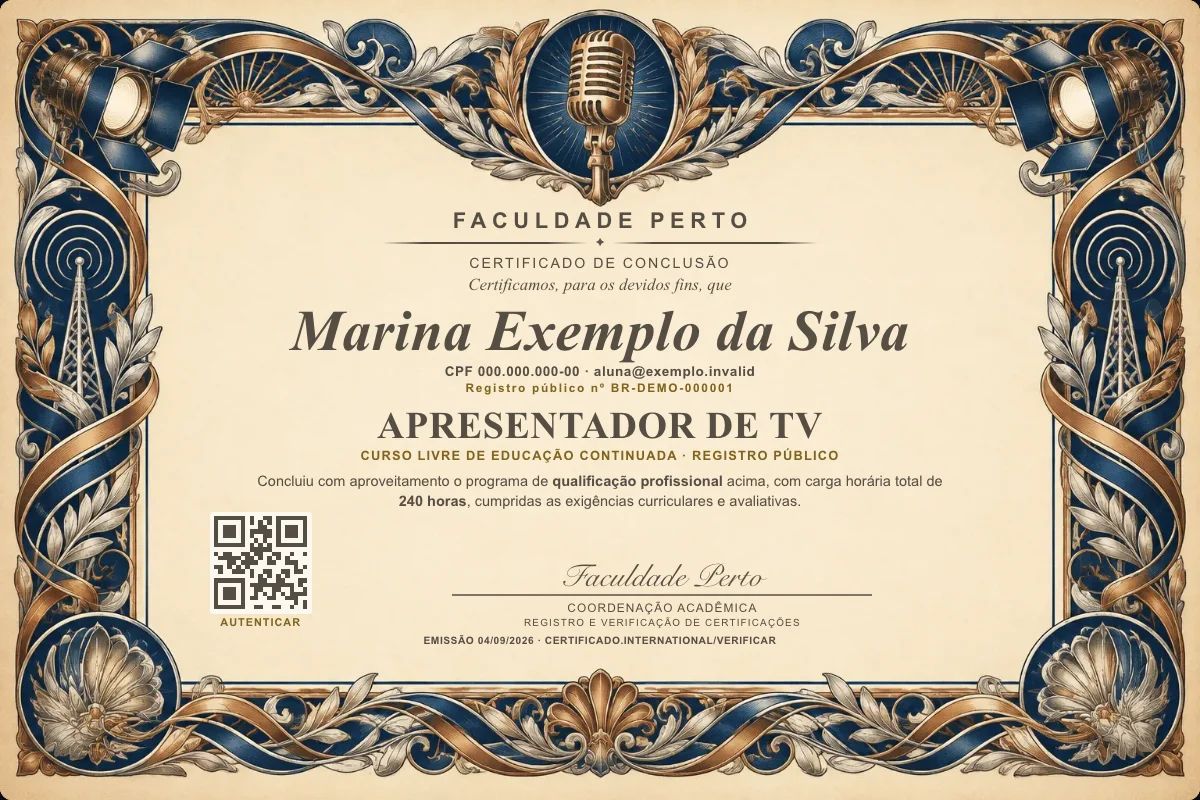 Certificado de Apresentador de Tv