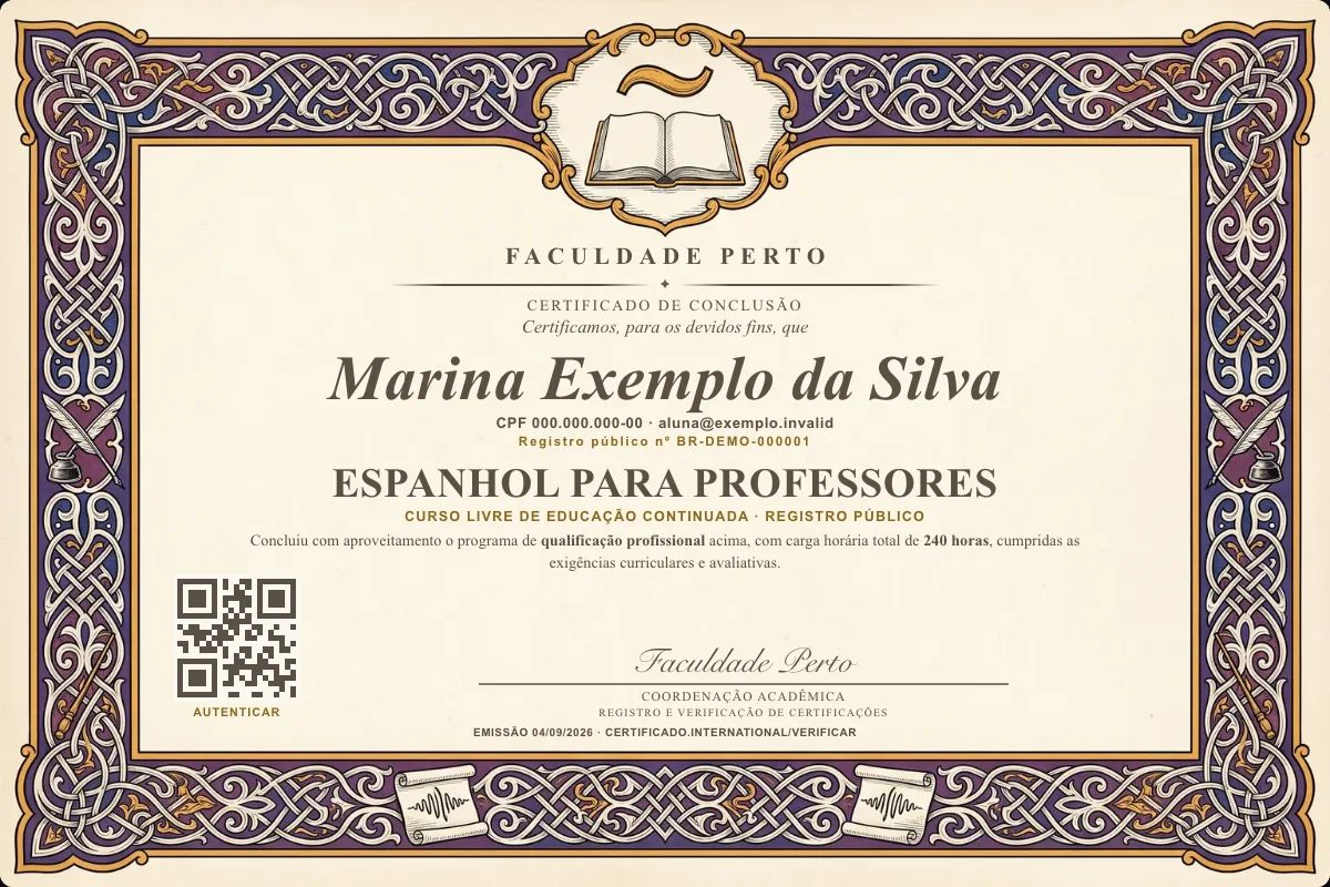 Certificado de Espanhol para Professores