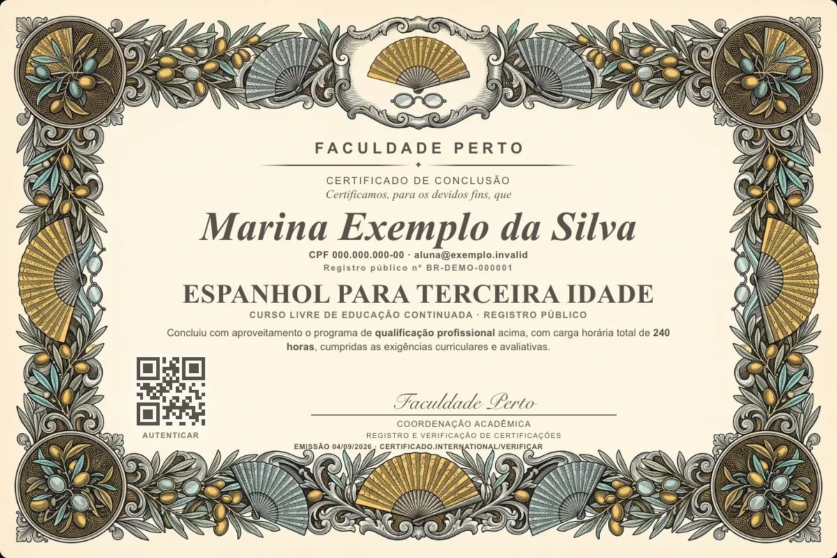 Certificado de Espanhol para Terceira Idade