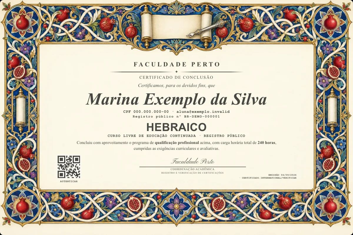 Certificado de Hebraico