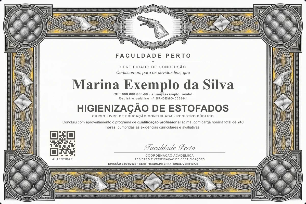 Certificado de Higienização de Estofados
