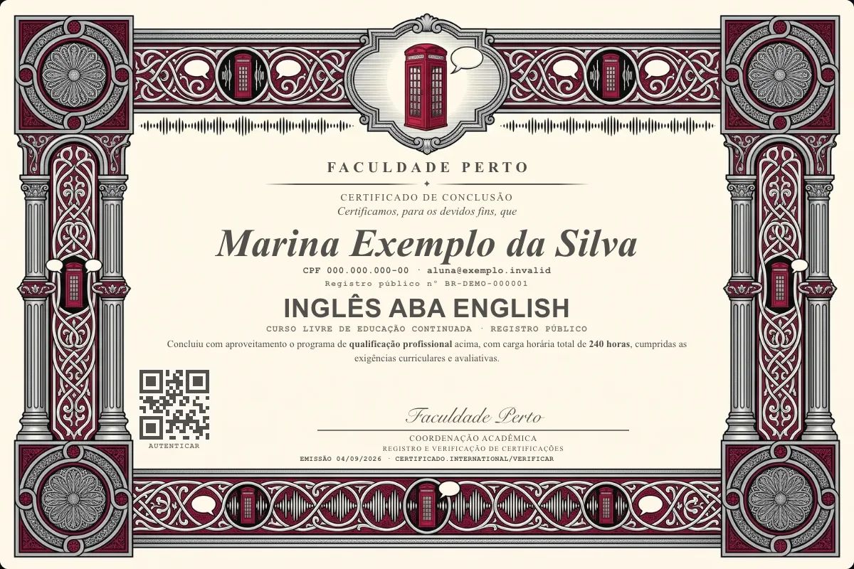 Certificado de Inglês ABA English