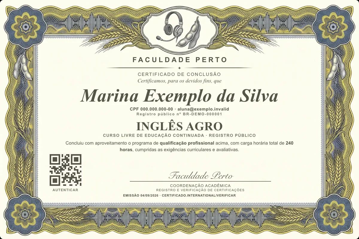 Certificado de Inglês Agro