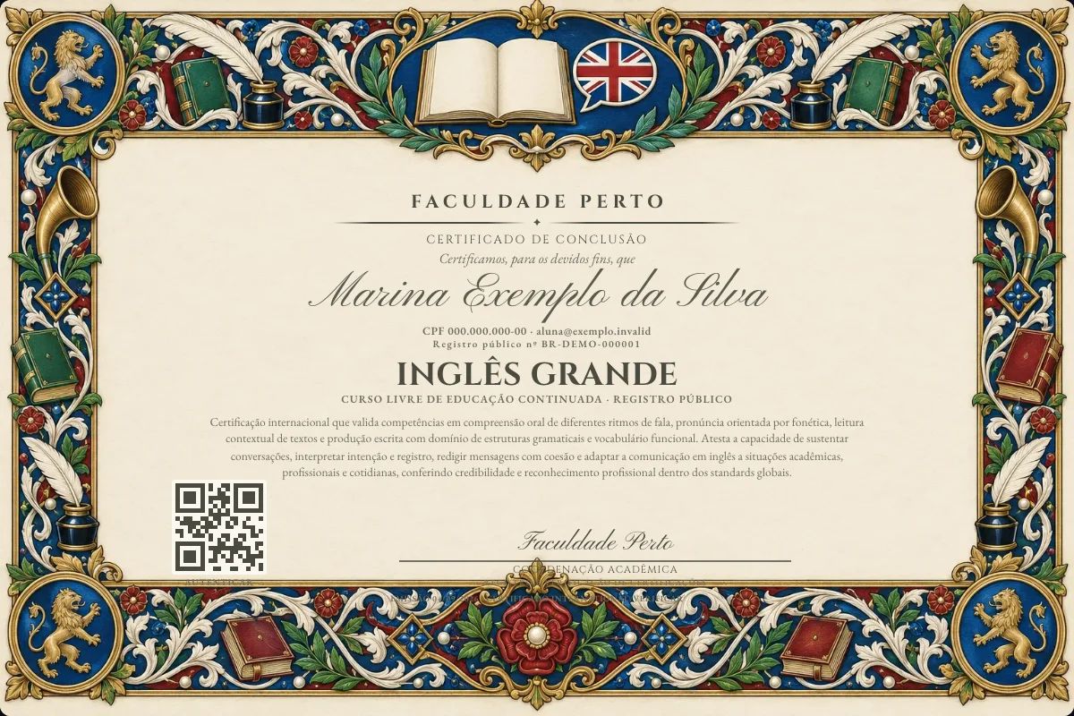 Certificado de Inglês Grande