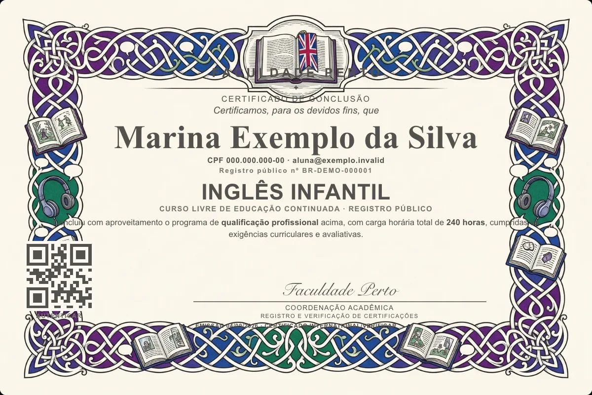 Certificado de Inglês Infantil