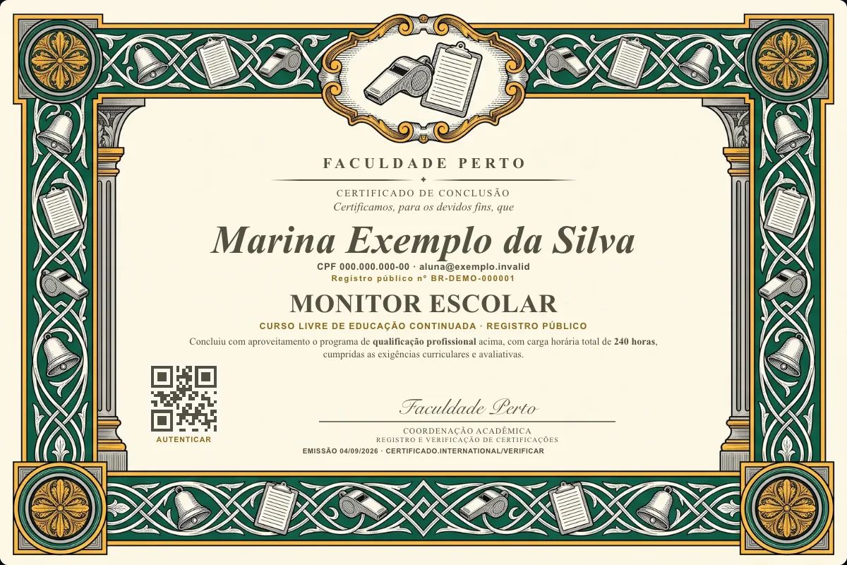 Certificado de Monitor Escolar