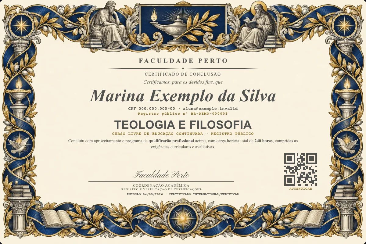 Certificado de Teologia e Filosofia