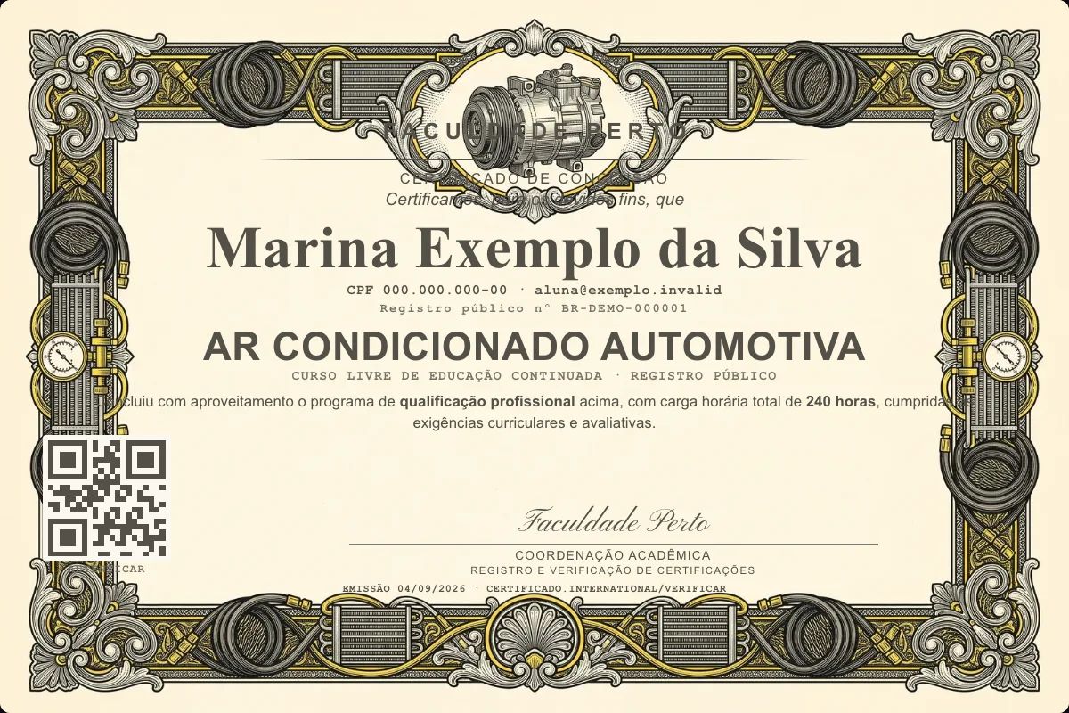 Certificado de Ar Condicionado Automotiva