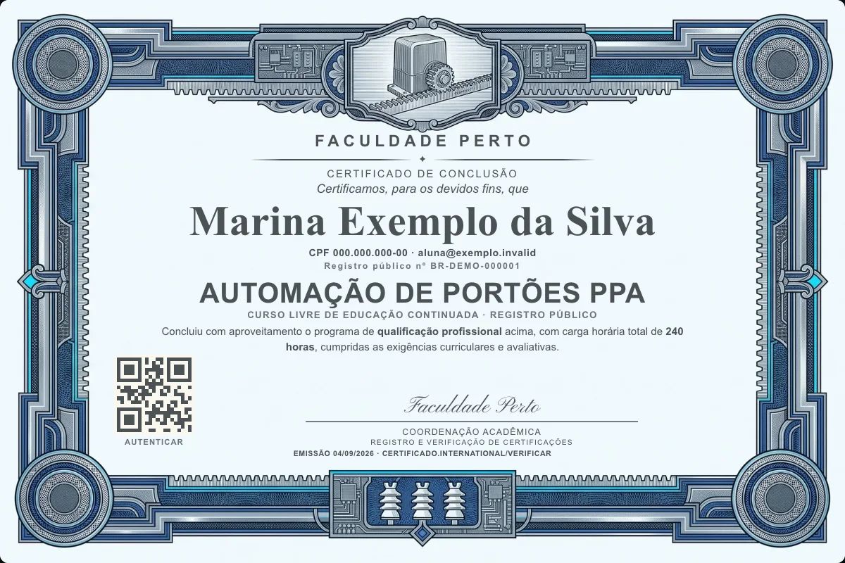 Certificado de Automação de Portões Ppa