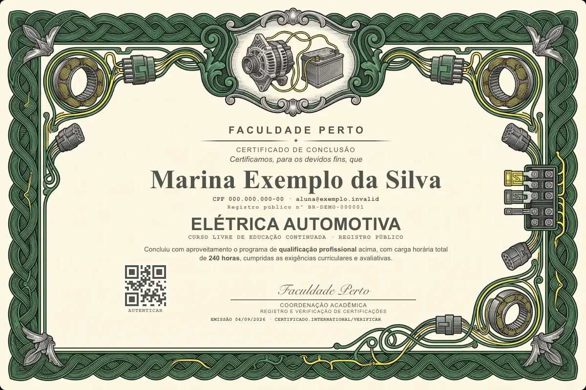 Certificado de Elétrica Automotiva