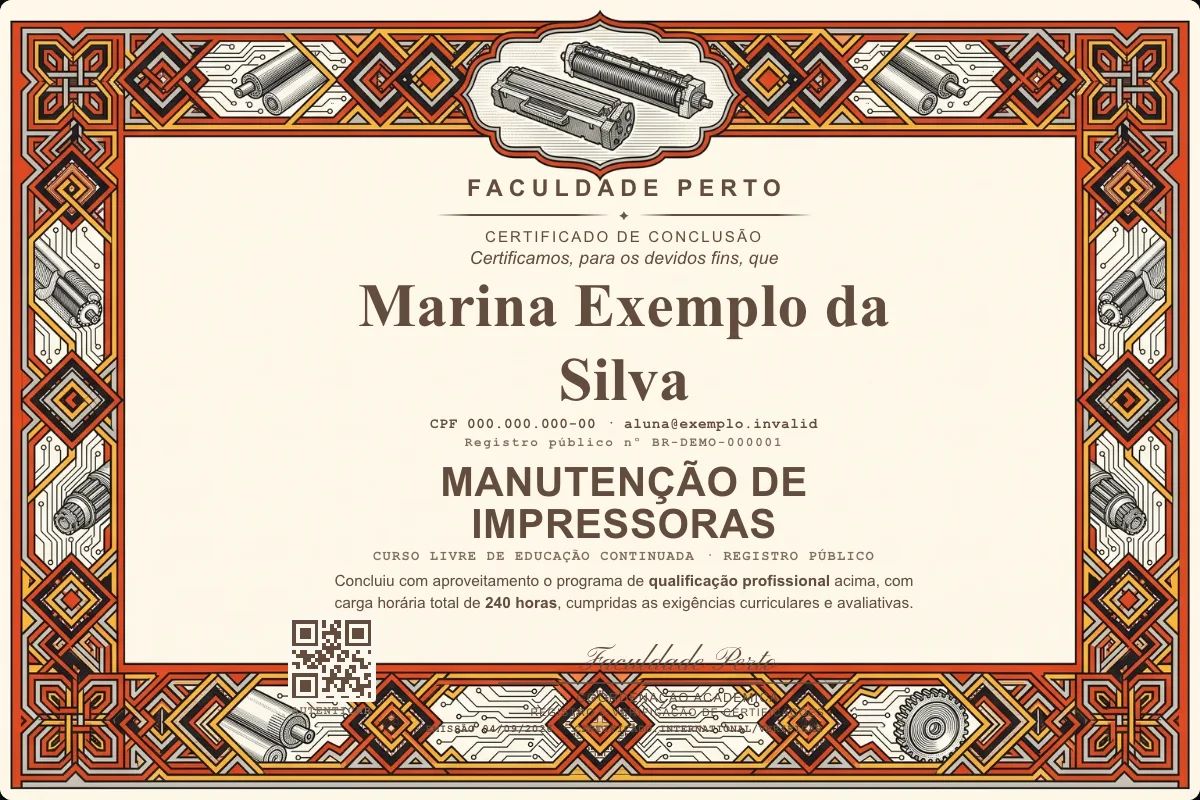 Certificado de Manutenção de Impressoras