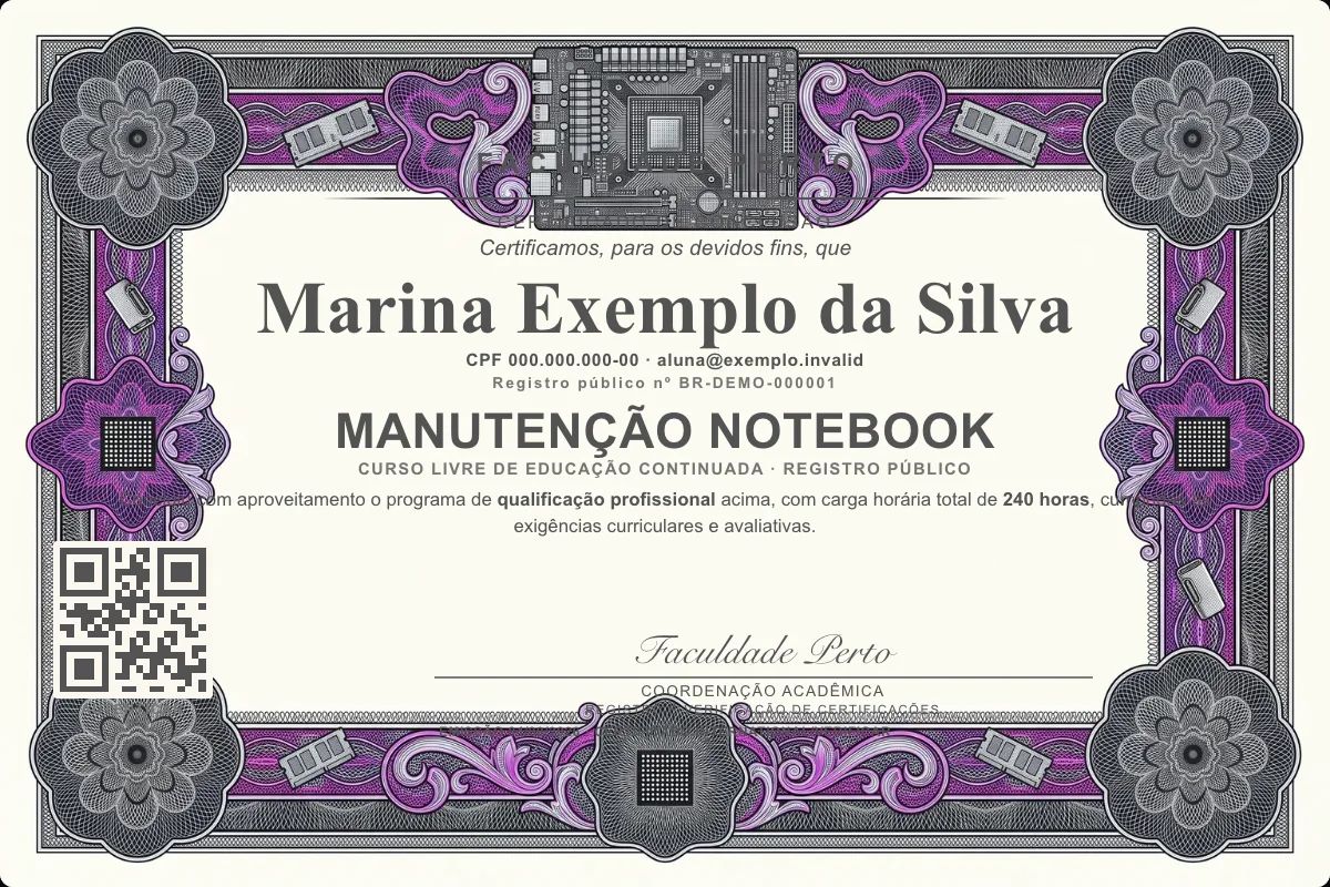 Certificado de Manutenção Notebook