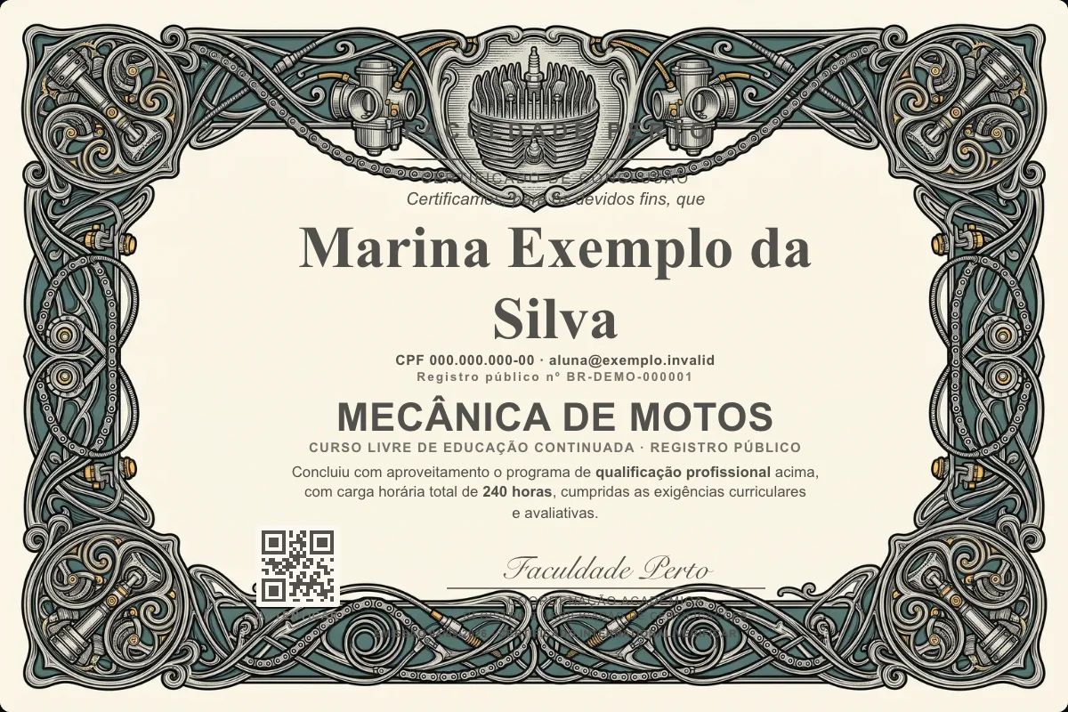 Certificado de Mecânica de Motos