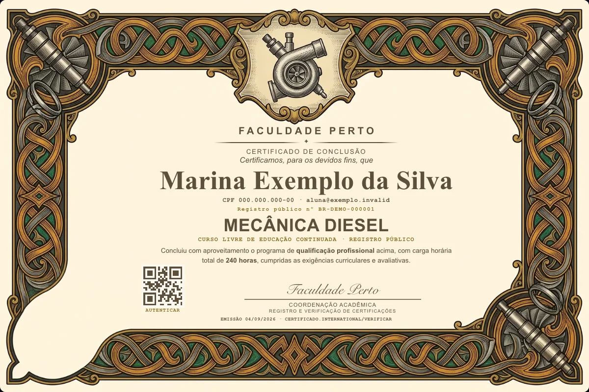 Certificado de Mecânica Diesel
