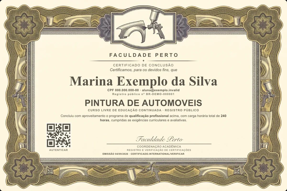 Certificado de Pintura de Automoveis