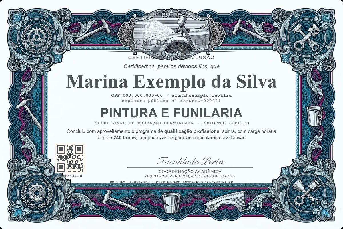 Certificado de Pintura e Funilaria