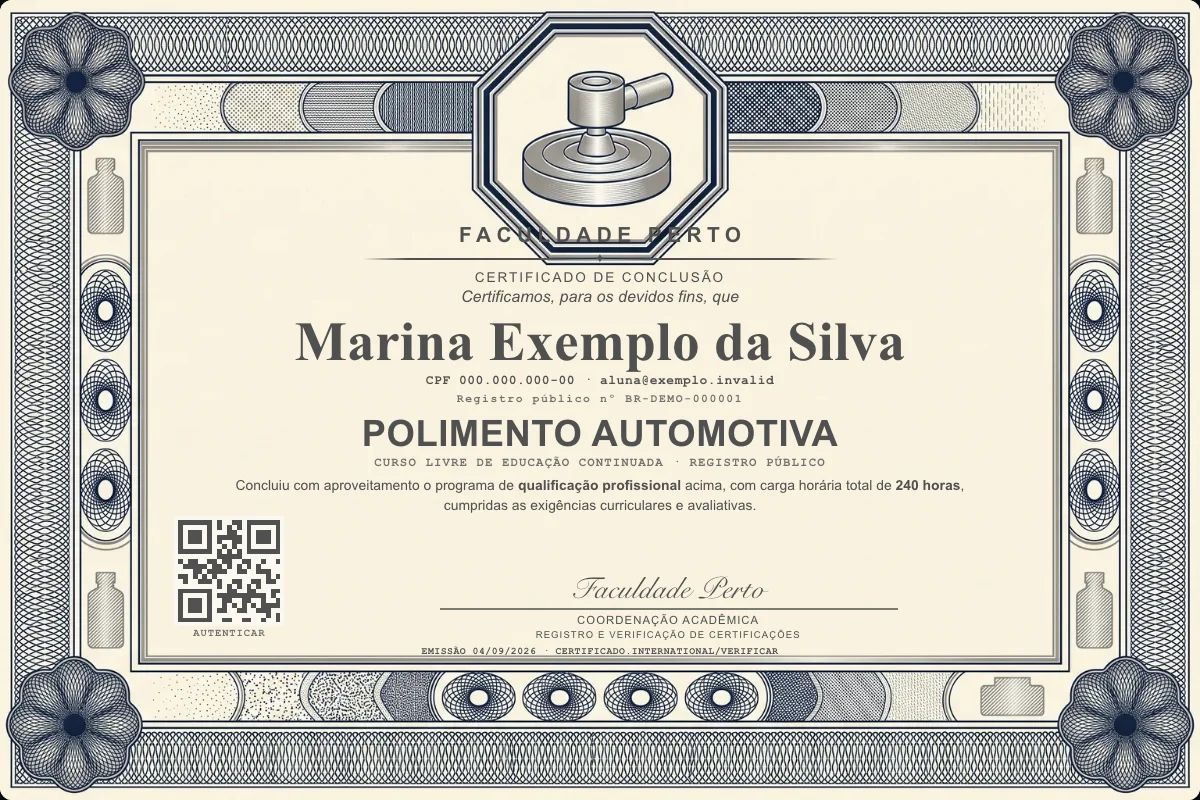Certificado de Polimento Automotiva